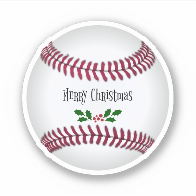 Sticker Joyeux Noël, conception de vacances de base-ball (Devant)