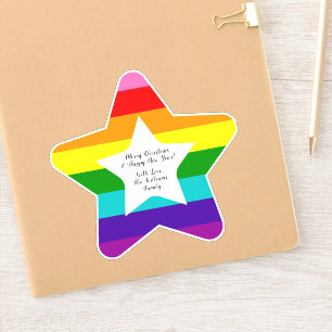 Sticker Joyeux Noël et Joyeux Nouvel An Rainbow Star