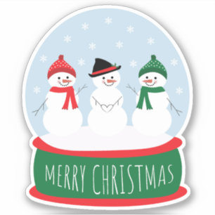 Sticker Joyeux Noël Globe des neiges Snowmen