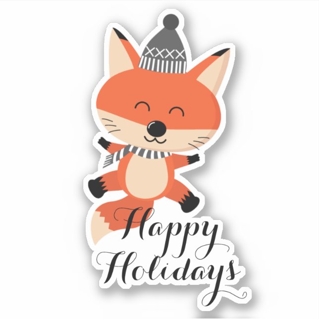 Sticker Joyeux Noël mignon Fox ID854 (Devant)