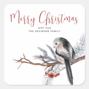 Sticker Joyeux Noël Oiseau d'hiver