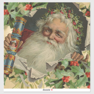 Sticker Joyeux Noël Père Noël classique antique