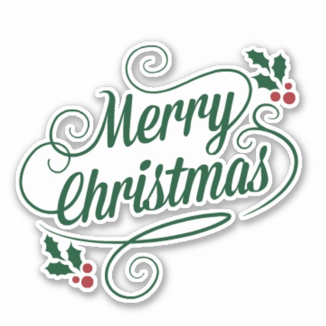 Sticker Joyeux Noël pétillant et texte vert brillant (Devant)