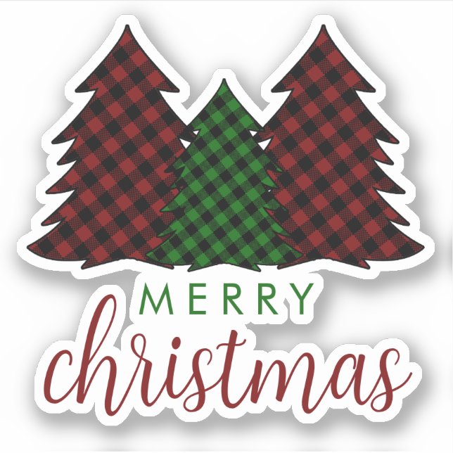 Sticker Joyeux Noël Plaid Arbre de Noël Motif (Devant)