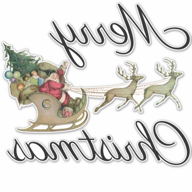 Sticker Joyeux Noël Santa Claus Sleigh Window Decal (Devant)