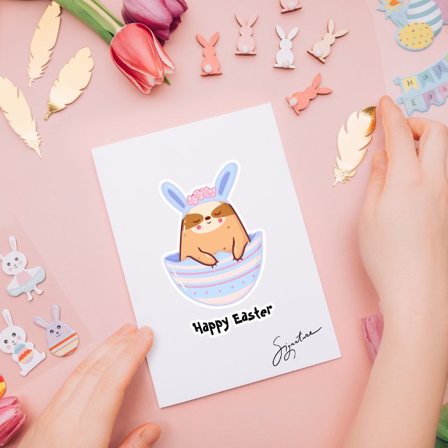 Sticker Joyeux Pâques mignonette Nom personnalisé (Créateur téléchargé)