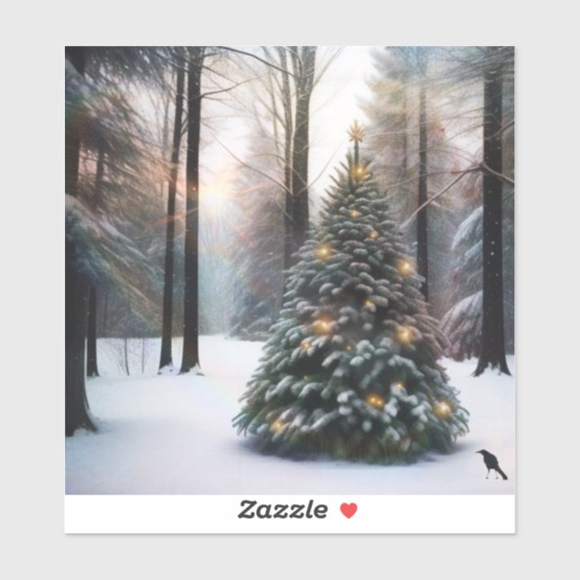 Sticker Joyeux sapin de Noël (Feuille)