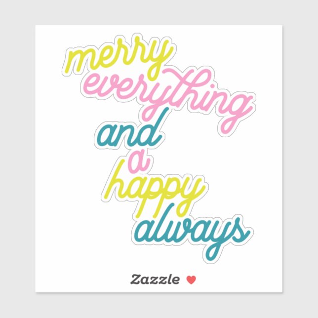 Sticker Joyeux Tout Happy Toujours Mint Rose Holiday St (Feuille)