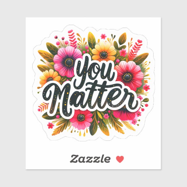 Sticker Joyful Message With Colorful Florals (Feuille)