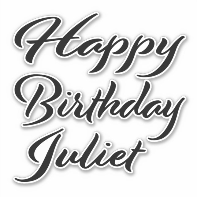 Sticker Juliet Nom Prénom Anniversaire de la Broderie noir (Devant)