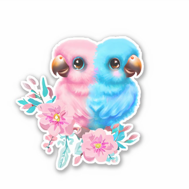 Sticker Jumeaux de perroquet pour bébé mignon (Devant)