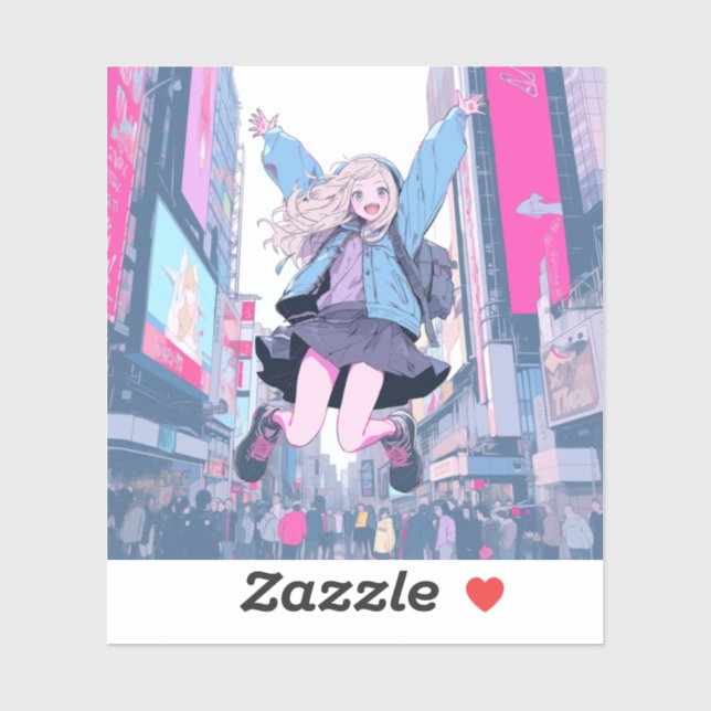 Sticker Jumping JK シール｜寿司娘 Seal GenerativeAI (Feuille)