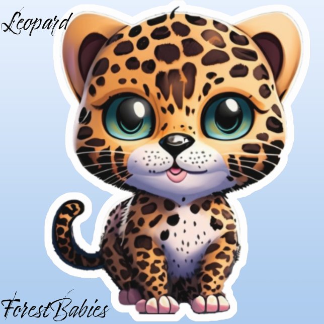 Sticker Jungle Animal Kitten Leopard Cub Kitty Cat (Leopard ForestBabies Sticker)