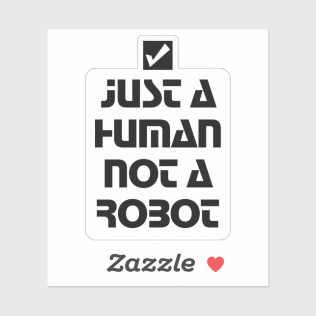 Sticker Just a Human Not a Robot Black Typography (Feuille)