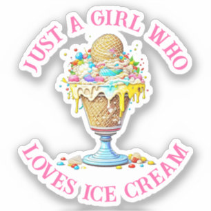 Sticker Juste une fille qui aime la crème glacée