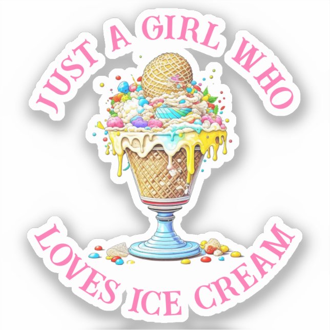 Sticker Juste une fille qui aime la crème glacée (Recto)