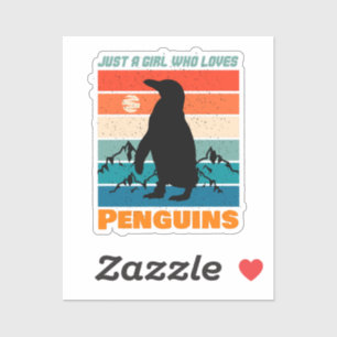 Sticker Juste une fille qui aime les pingouins animal rétr
