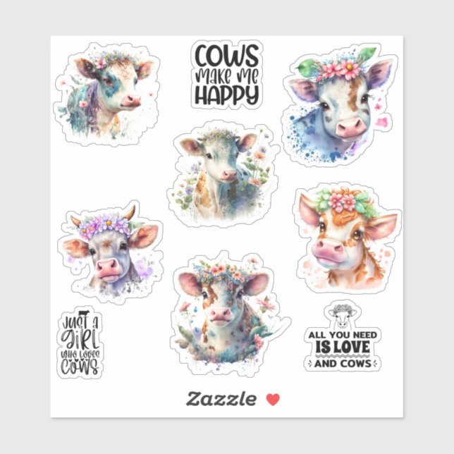 Sticker Juste une fille qui aime les vaches (Feuille)