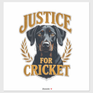 Sticker Justice pour Cricket Typographie Mémorial de Chien