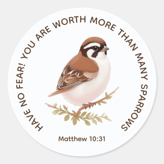 Sticker JW avec Écriture, Matthieu 10:31 (Devant)