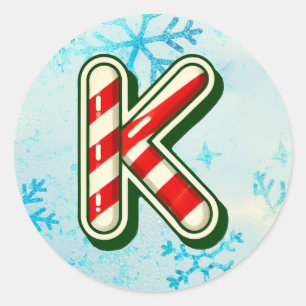 Sticker "K" de Noël sucre de canne, Stripes festiv