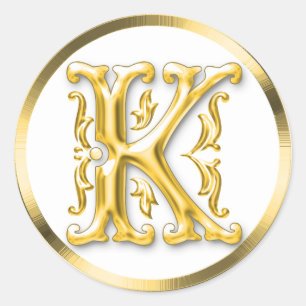 Sticker K rond initial en or