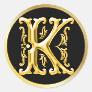 Sticker K rond initial en or