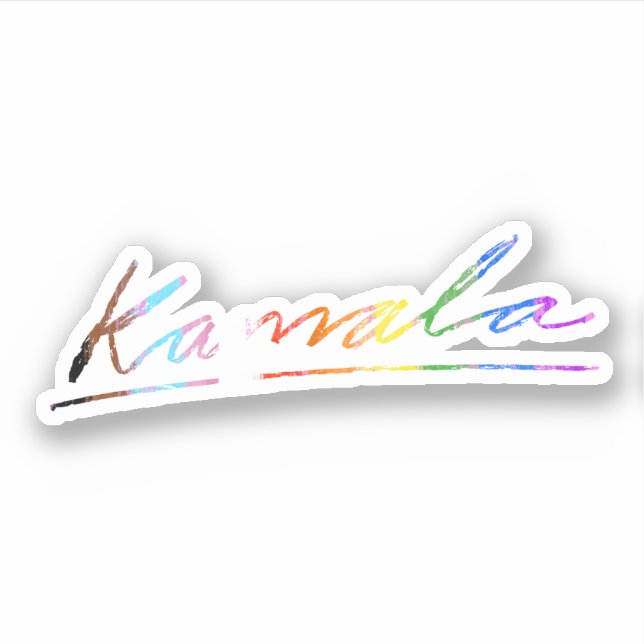 Sticker Kamala Cursive Signature Progress Fierté (Devant)