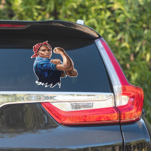 Sticker Kamala Harris 2024 Rosie la riveteuse Chat sans en