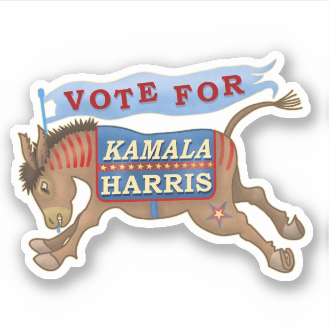 Sticker Kamala Harris Président 2024 Démocrate Donkey (Devant)
