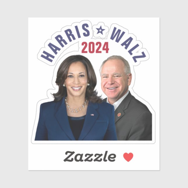 Sticker Kamala Harris Tim Walz 2024 Président Vice Photos (Feuille)