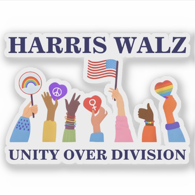 Sticker Kamala Harris Tim Walz Unité de division (Devant)
