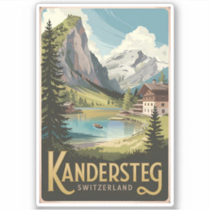 Sticker Kandersteg Suisse Illustration Voyage Art