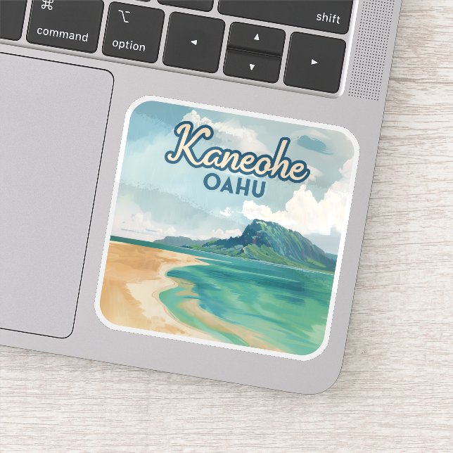 Sticker Kaneohe Sandbar Oahu Hawaii Retro (Détail)