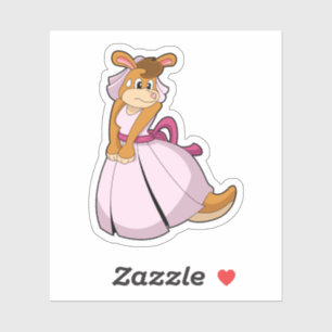 Sticker Kangourou en mariée avec une robe de mariée