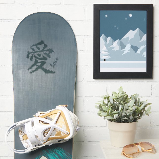 Sticker Kanji Love texte personnalisé (Snowboard)