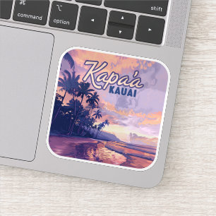 Sticker Kapaa Kauai Hawaii Beach Coucher de soleil Palmier