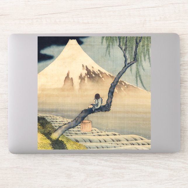 Sticker Katsushika Hokusai - Garçon regardant le mont Fuji (Ordinateur)
