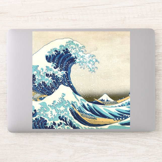 Sticker Katsushika Hokusai - La Grande vague au large de K (Ordinateur)