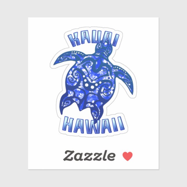 Sticker Kauai Hawaii Vacances Tortue Tribale (Feuille)