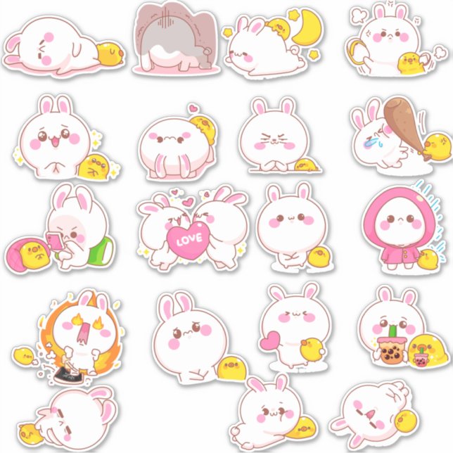 Sticker Kawaii Bunnies Pâques (Devant)