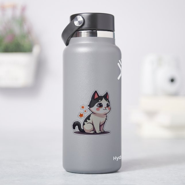 Sticker Kawaii Chat Noir et Blanc – Chibi Halloween (HydroFlask)