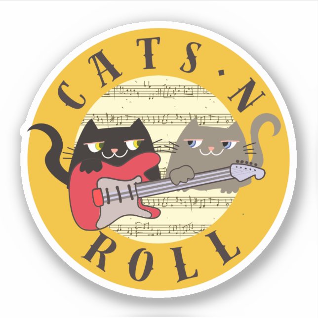 Sticker Kawaii Chats et Rock Music (Devant)