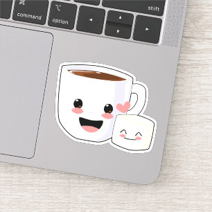 Sticker Kawaii Cocoa et Marshmallow