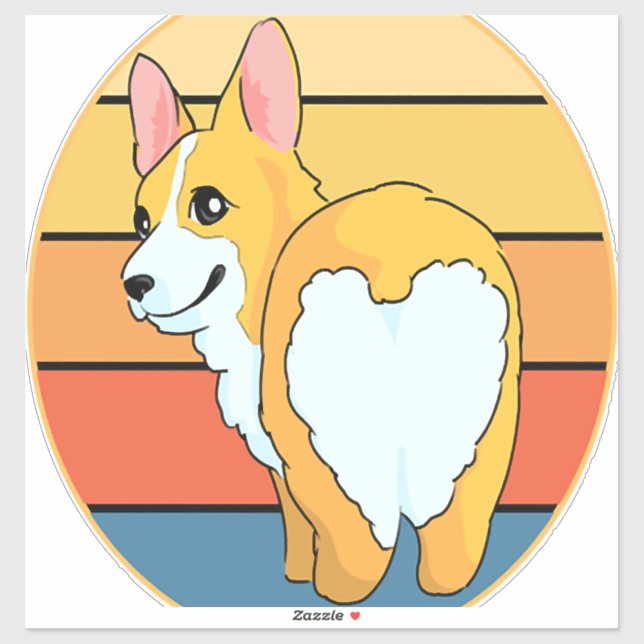 Sticker Kawaii Corgi (Feuille)