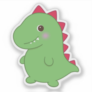 Sticker Kawaii Cute Chibi Green Dino T-Rex