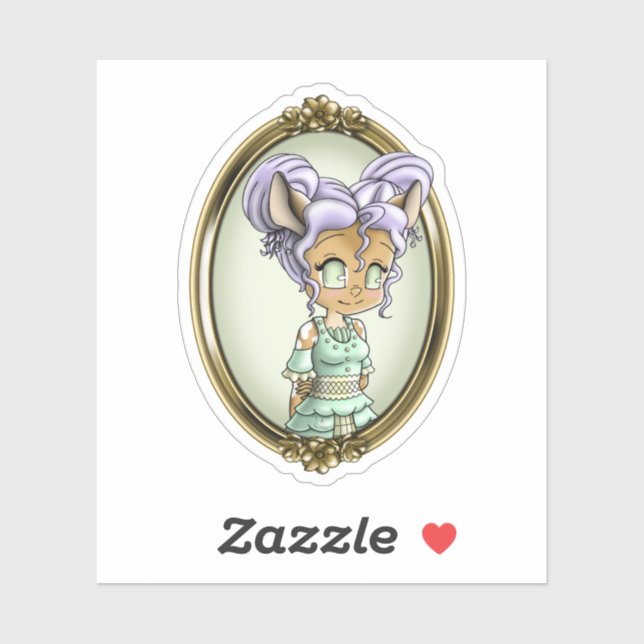 Sticker Kawaii Deer Anime Girl mignonne (Feuille)