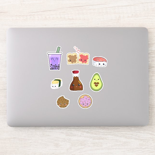 Sticker Kawaii Food Collection Sushi Boba Cookies Avocado (Ordinateur)