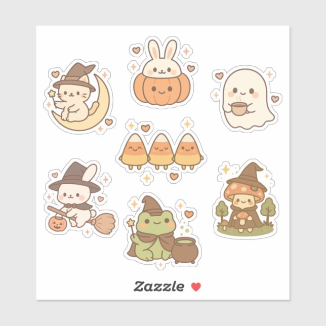 Sticker Kawaii Halloween (Feuille)
