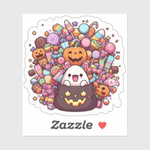 Sticker Kawaii Halloween Candy Vinyl Cute Ghost & Citrouil